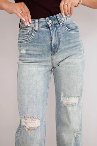 Szaggatott, magas derekú farmernadrág 30-as 3XL