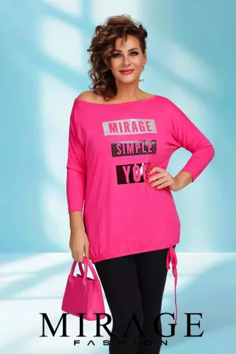 Mirage Wanheda pamut oldalt kötős felső, pink