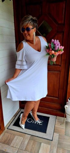 Fashion by Nono Szerena ruha, fehér 4XL méretben