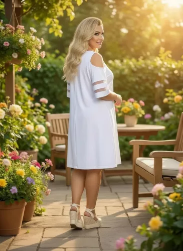 Fashion by Nono Szerena ruha, fehér 4XL méretben