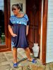 Fashion by Nono Luisa zsebes ruha, sötétkék-mintás XL méretben