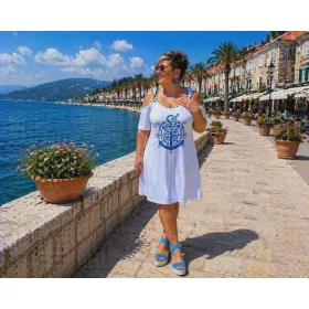   Fashion by Nono Bella ruha matróz mintával, fehér 4XL méretben Előrendelhető, érkezése 05.19.