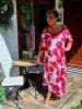 Fashion by Nono Jázmin maxiruha, piros-mintás 4XL méretben