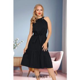 Mirage Evangeline hosszú ruha övvel, fekete