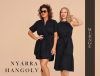 Mirage Evangeline hosszú ruha övvel, fekete