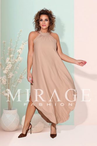 Mirage Zira szatén szilk maxiruha övvel, camel