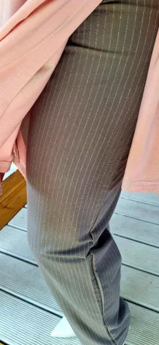 Fashion by Nono Heidi nadrág, szürke-fehér csíkos XL méretben