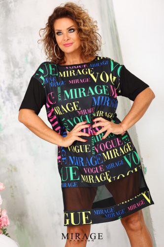 Mirage Alma necc betétes mintás ruha, színes
