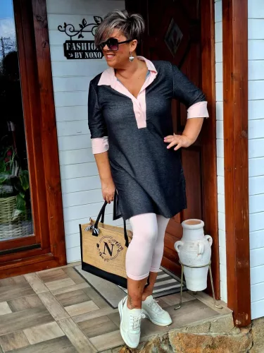 Fashion by Nono 3/4-es leggings, púder XL méretben