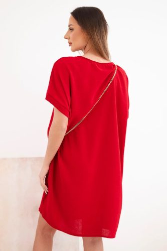 Jázmin ruha láncos táskával, piros