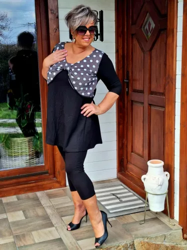 Fashion by Nono Elli masnis tunika, fekete-pöttyös 3XL méretben