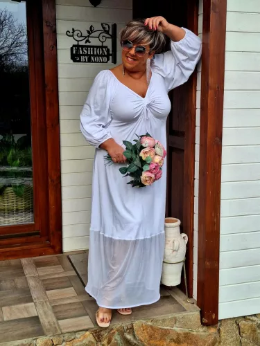 Fashion by Nono Tekla maxiruha, fehér XL méretben